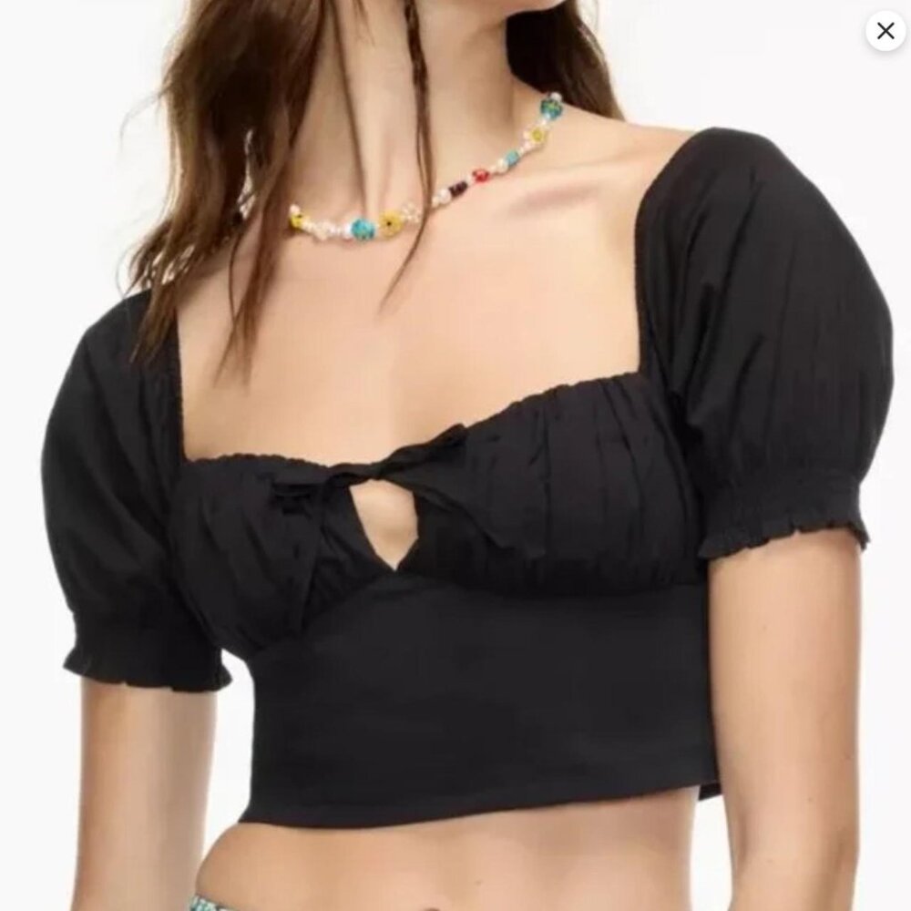 Sunday Best Countess Black Cropped Milkmaid Top Size XS
